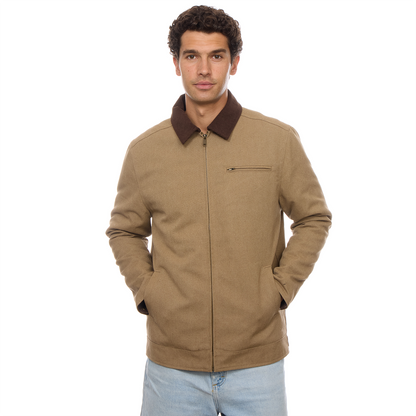Nolan Corduroy Collared Jacket: Khaki