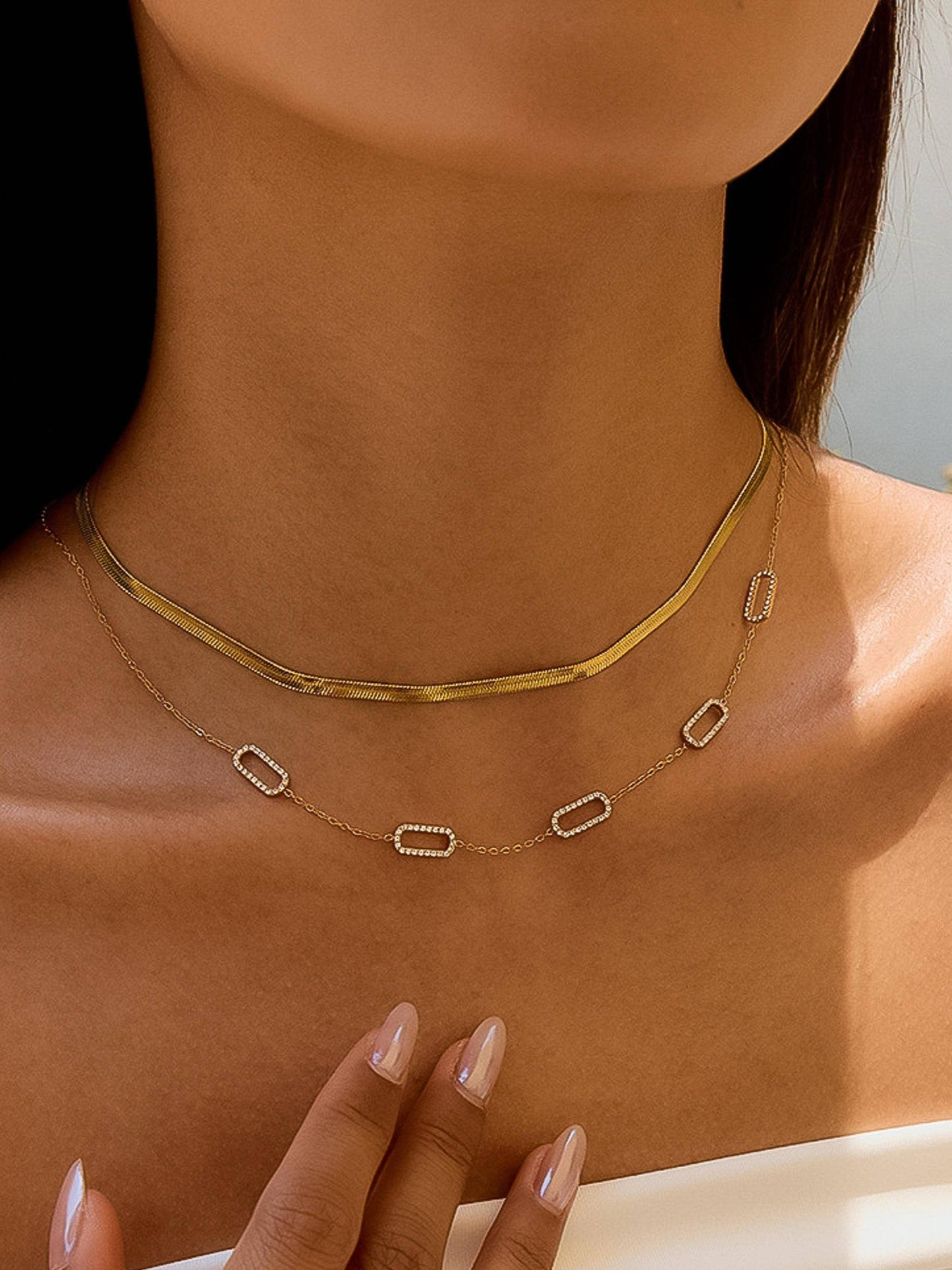 Burnisse 18K Gold Non-Tarnish Dainty Chain Necklace: Yellow Gold