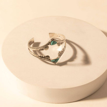 Pueblo Stack Cuff Bracelets for Women with turquoise, and feather stone detail for western wear: Turquoise
