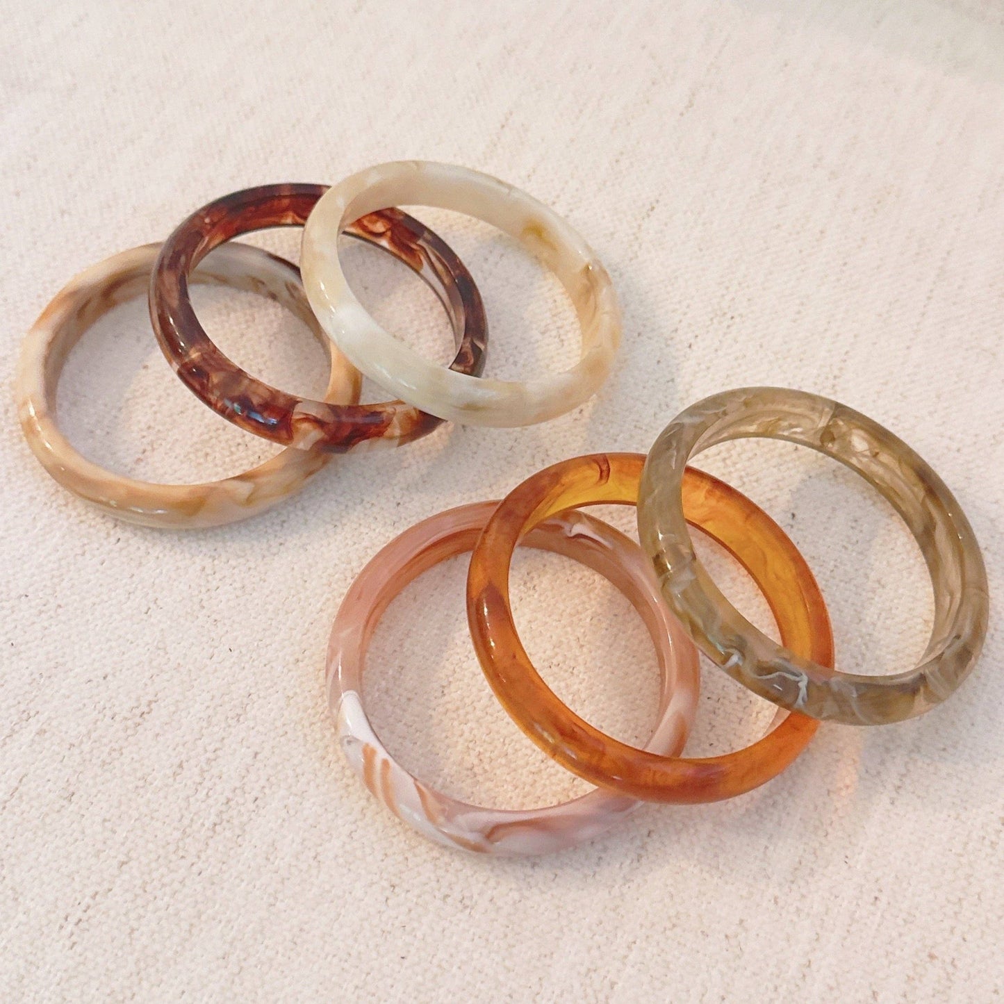 Natural Tones Bold Resin Bangle Set Of 3: Desert