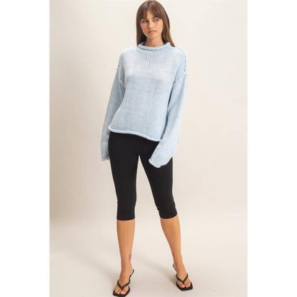 Rolled Collar Loose Knit Sweater: OATMEAL / S-M-L(2-2-2)