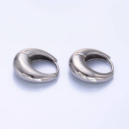 24K Gold Filled 18mm Minimal Hoop Earrings : Silver