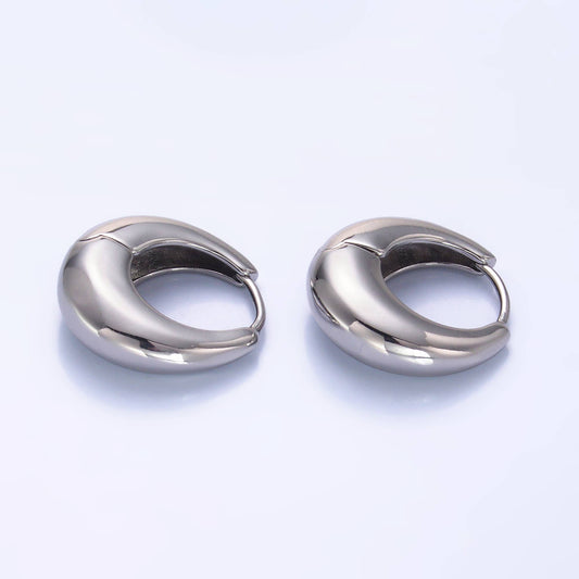 24K Gold Filled 18mm Minimal Hoop Earrings : Silver