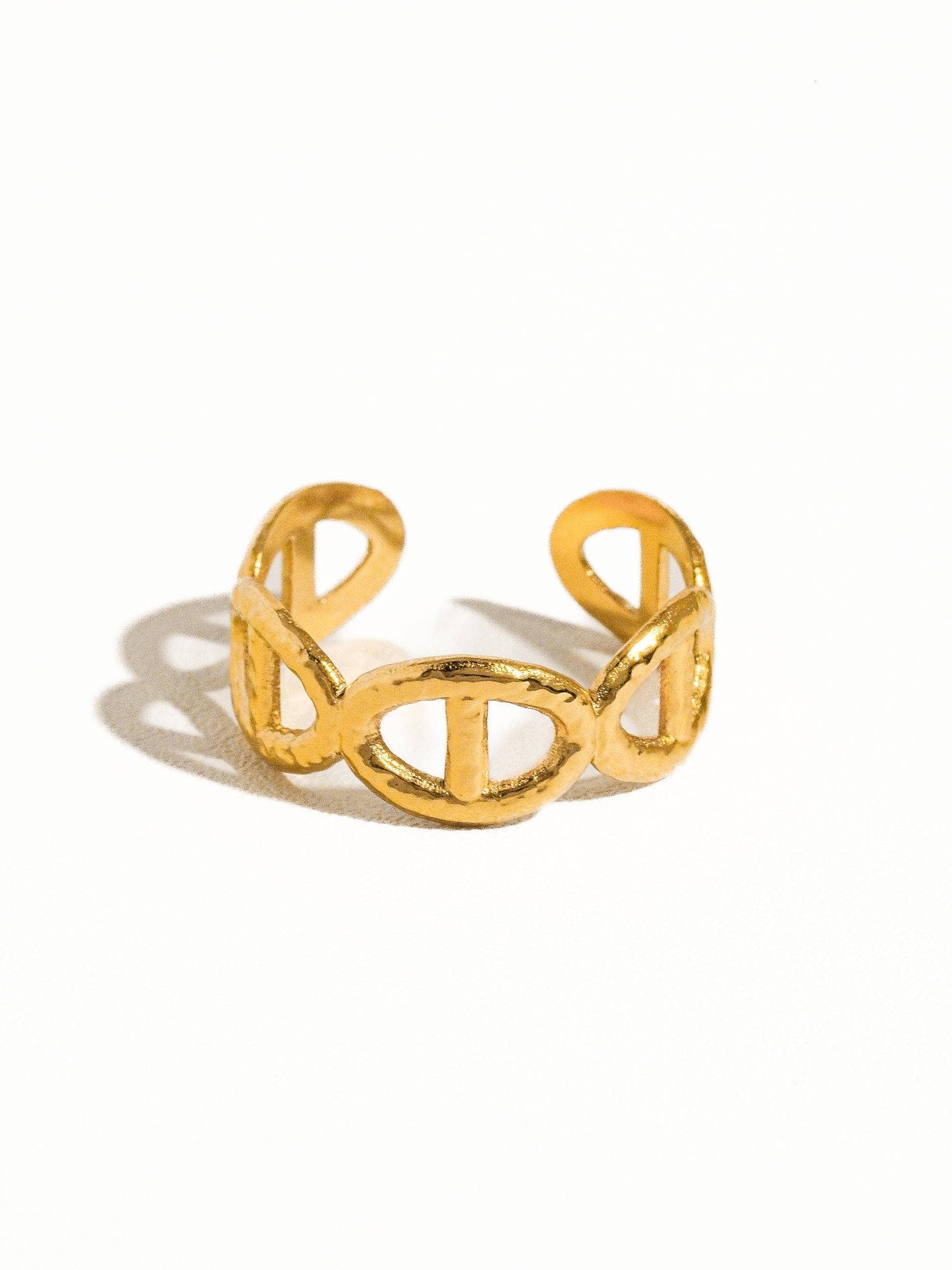 Irina Gold Non-Tarnish Adjustable Chain Ring: Yellow Gold