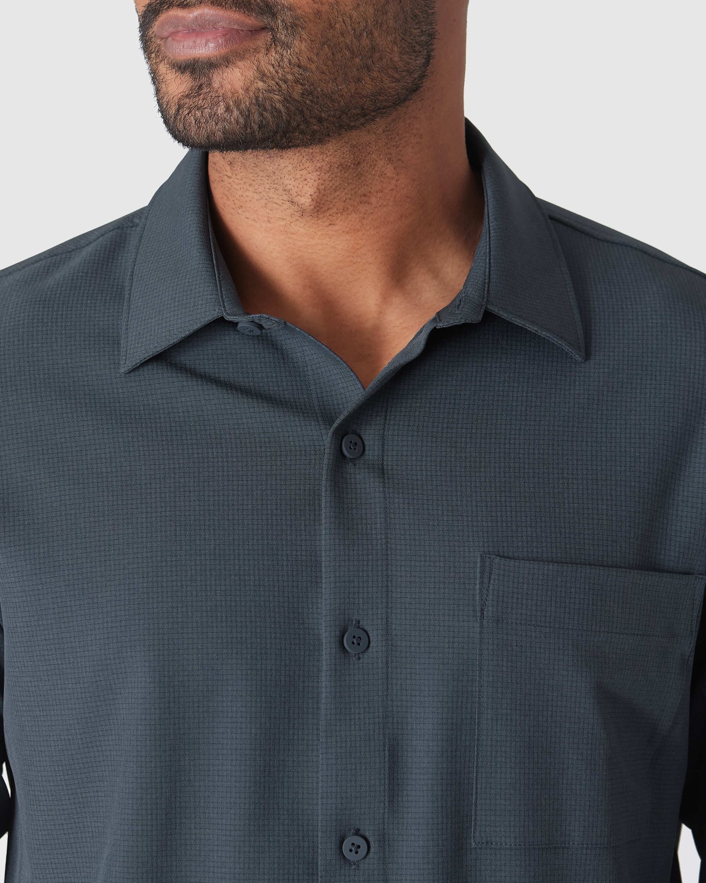 Heather Navy Long Sleeve Ripstop Commuter Shirt: XL