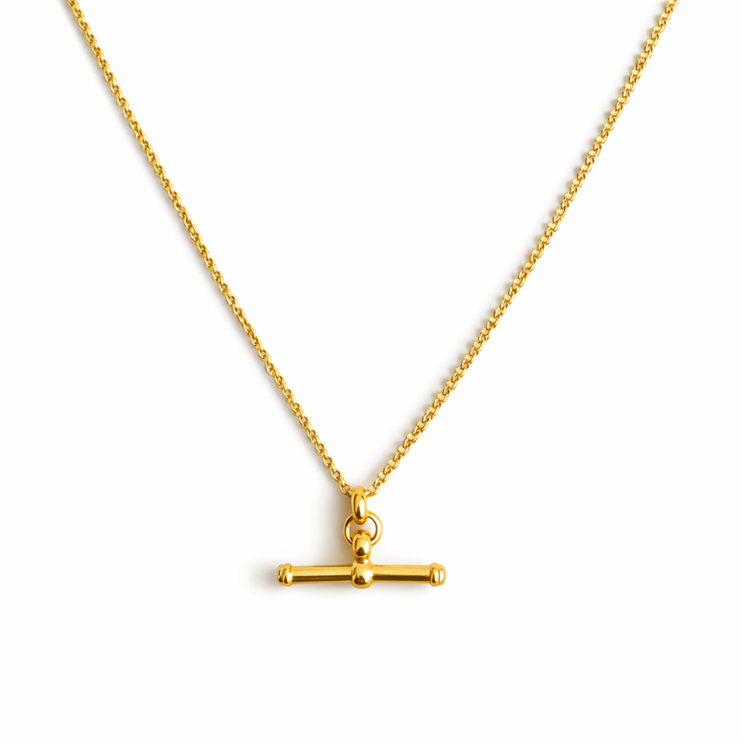 Golden T-Bar Chain Necklace – Sleek Minimal Statement