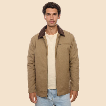 Nolan Corduroy Collared Jacket: Khaki