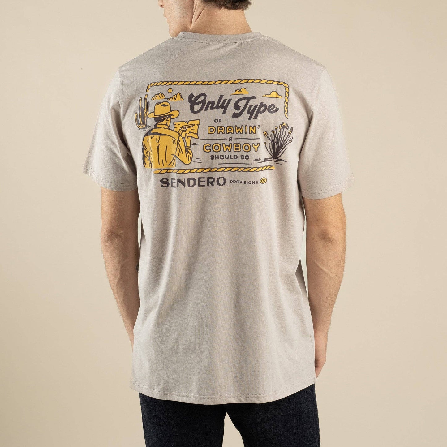 Cowboy Drawin' T-Shirt: Sand