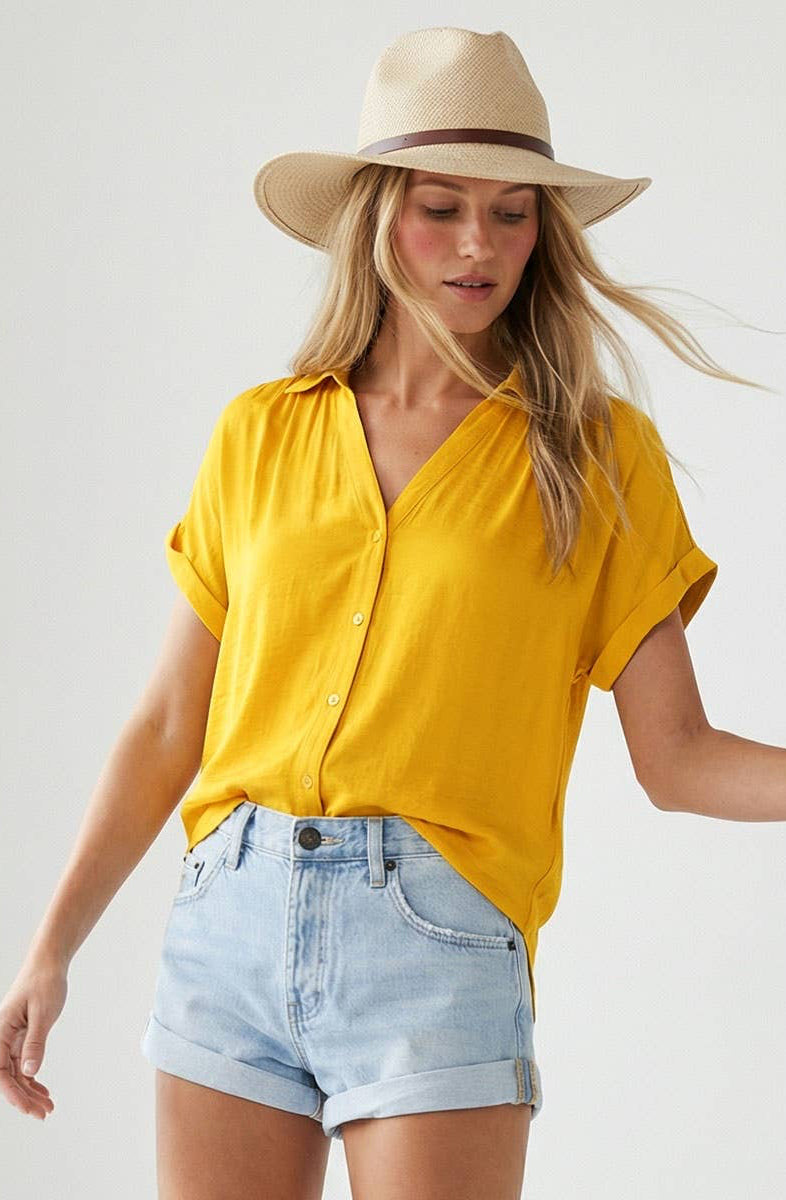 Yellowjacket Short Sleeve Blouse: Sunflower