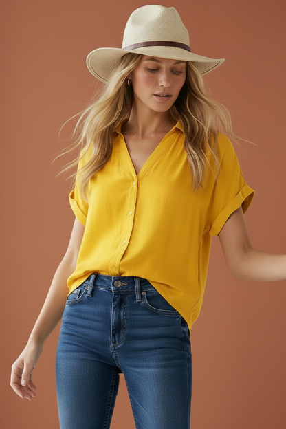 Yellowjacket Short Sleeve Blouse: Sunflower