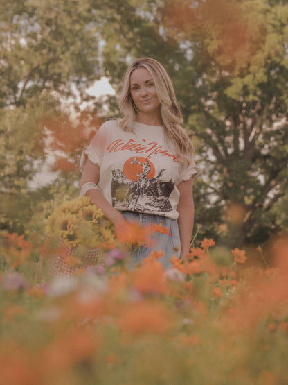 Willie Nelson Country Willie Off White Thrifted Graphic Tee