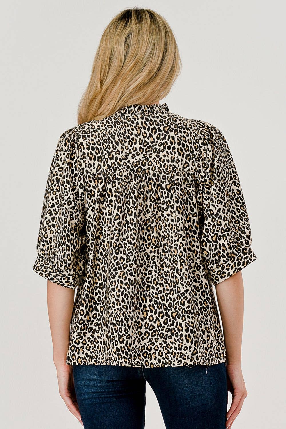 Devon Half Sleeve Leopard Print Loose Fit Top