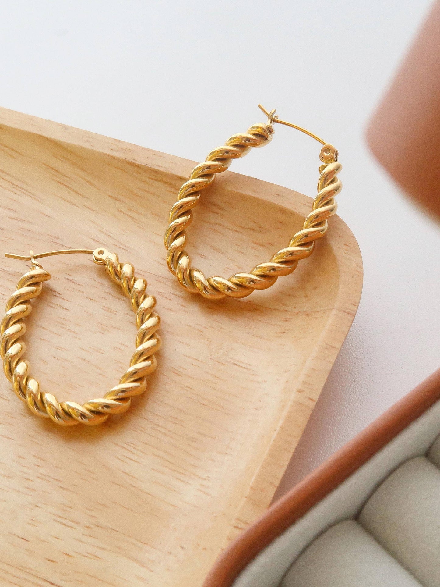 Brook Gold Non-Tarnish Braided Hoop Earring: Yellow Gold