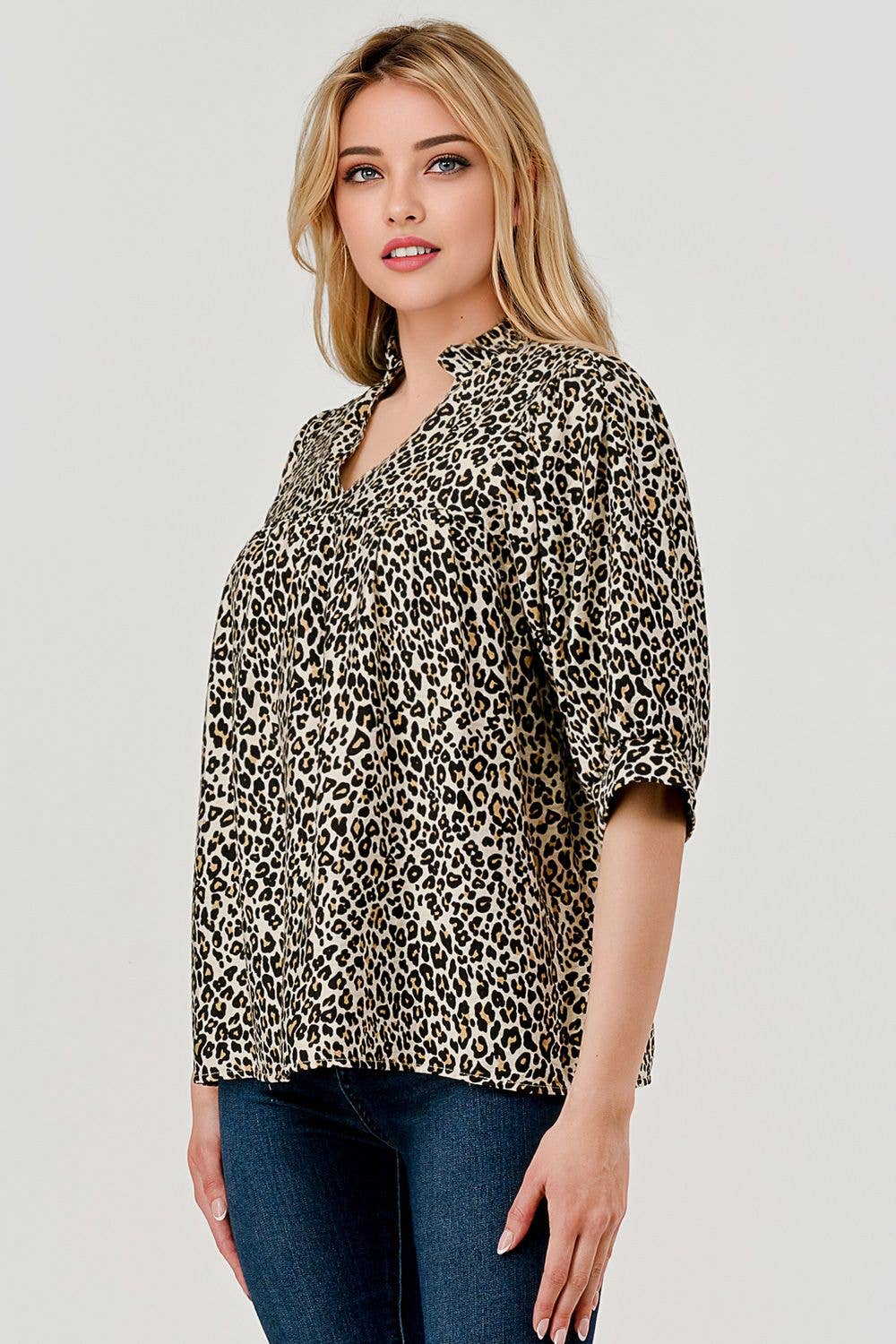 Devon Half Sleeve Leopard Print Loose Fit Top