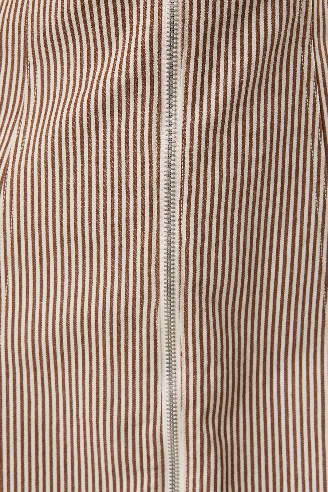 Perrie Puff Sleeve Zip Front Striped Mini Dress: Brown White