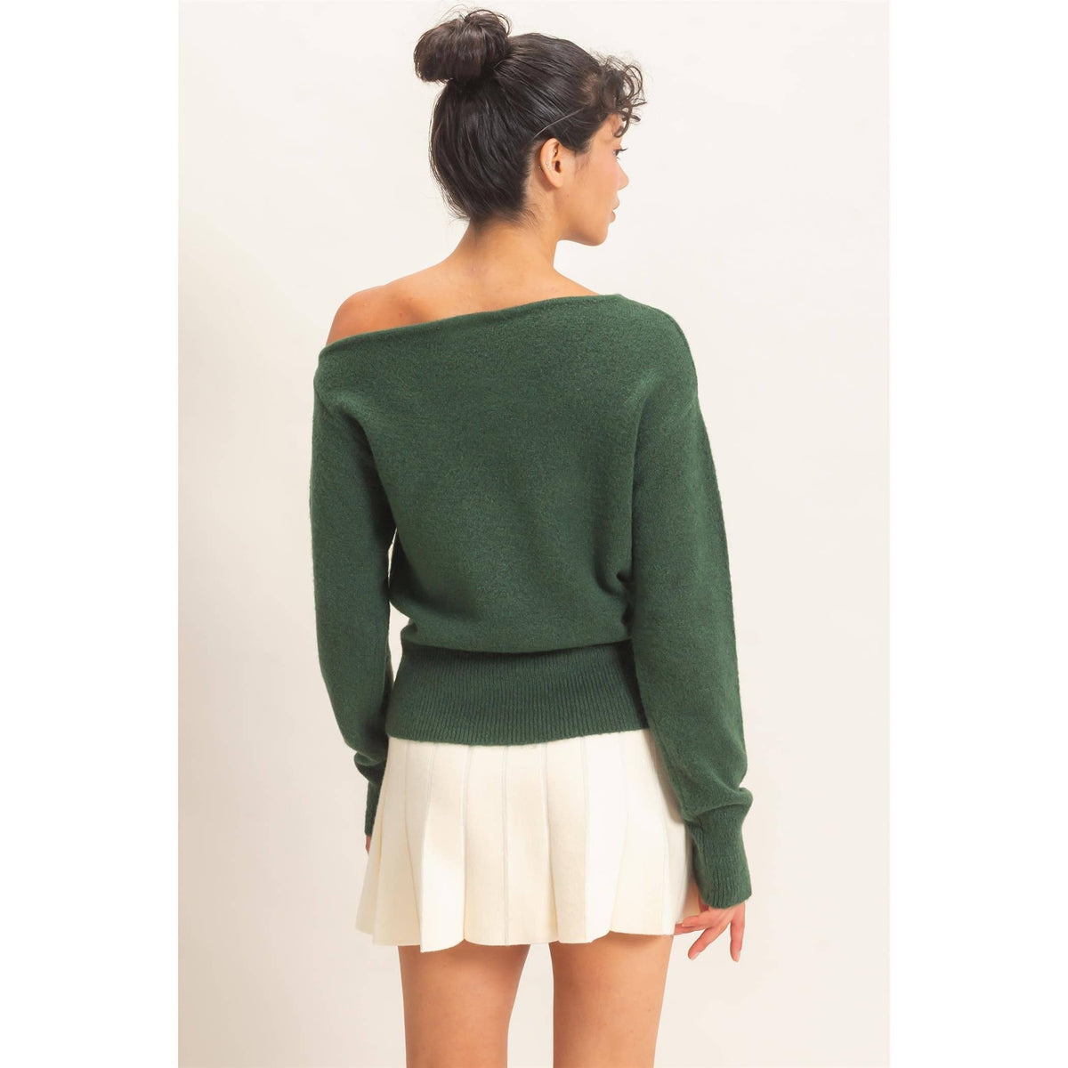 Off The Shoulder Sweater Top: TAUPE / S-M-L(2-2-2)