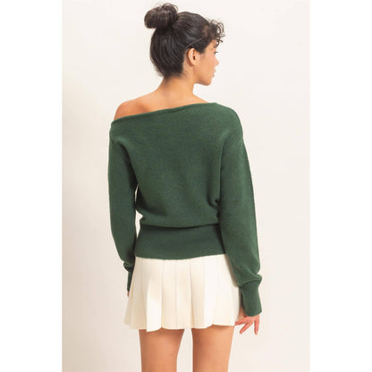 Off The Shoulder Sweater Top: TAUPE / S-M-L(2-2-2)