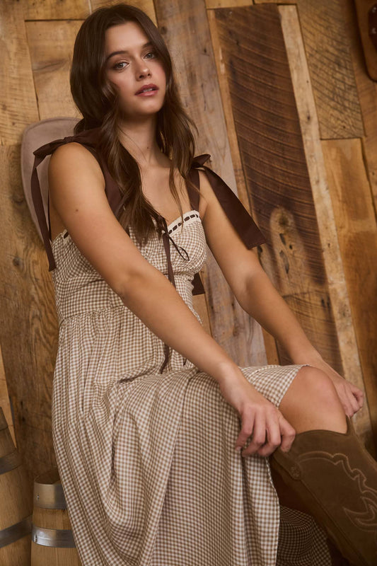 Hartley Gingham Corset Midi Dress