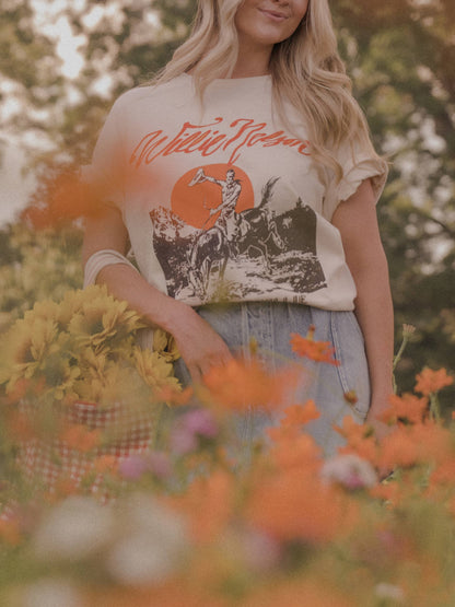 Willie Nelson Country Willie Off White Thrifted Graphic Tee