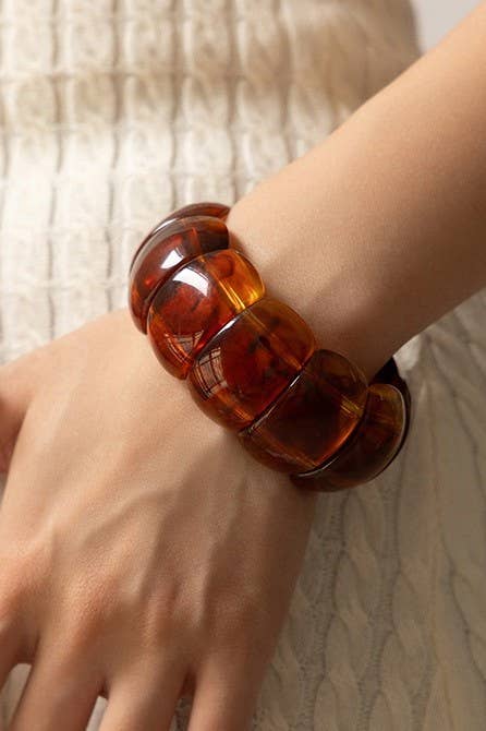 Color-Block Acrylic Stretch Cord Bracelet: TORT