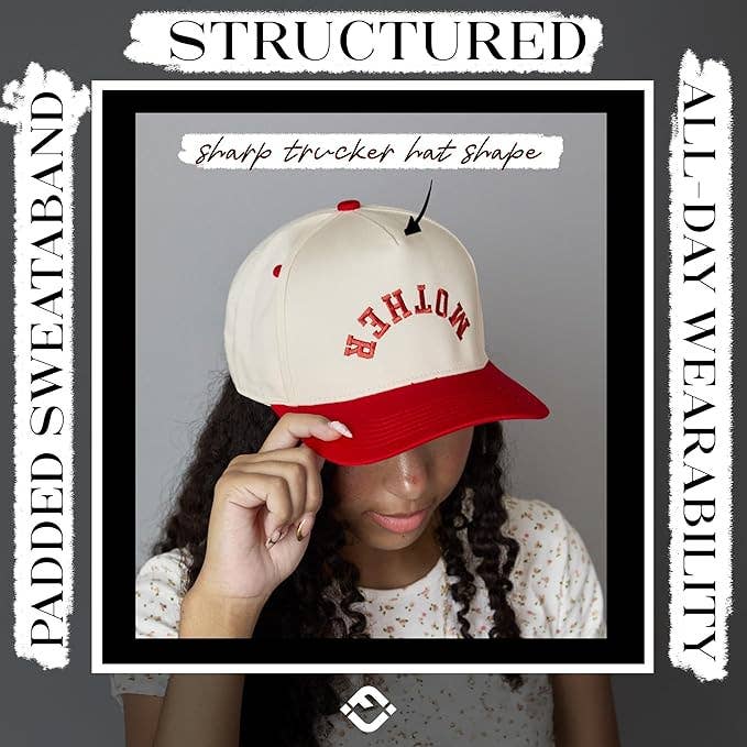Two Tone Cap - Mother (Upside Down) - Red/Beige