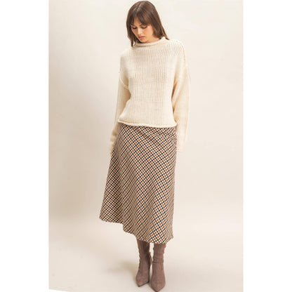 Rolled Collar Loose Knit Sweater: OATMEAL / S-M-L(2-2-2)