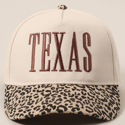 TEXAS Embroidery Leopard Two-Tone Trucker Hat: Leopard - Brown