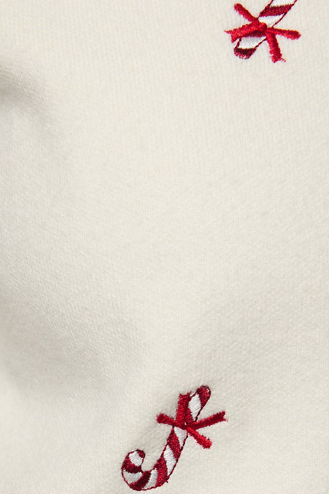 Embroidered Candy Cane Button Up Sweater Cardigan: CREAM