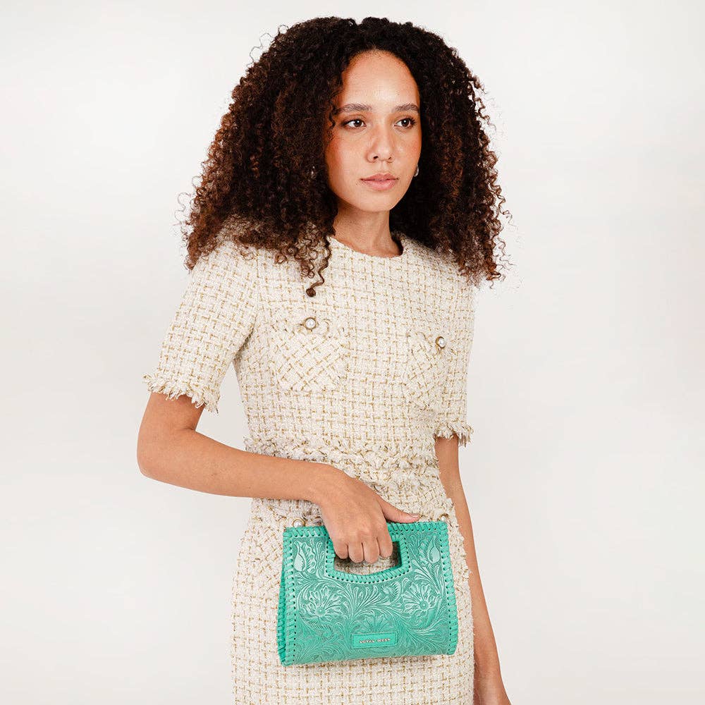 Loyal West Alma Medium Bag Turquoise: Turquoise Handtooled Leather And Calfskin / Single