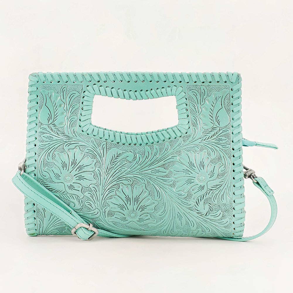 Loyal West Alma Medium Bag Turquoise: Turquoise Handtooled Leather And Calfskin / Single