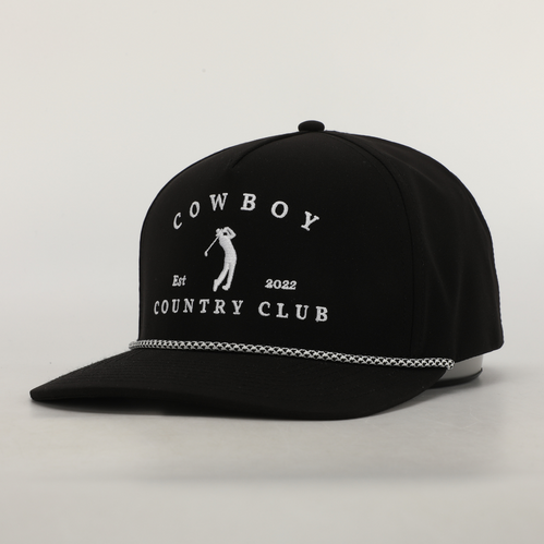 Cowboy Country Club Golfer Roped Hat: Black