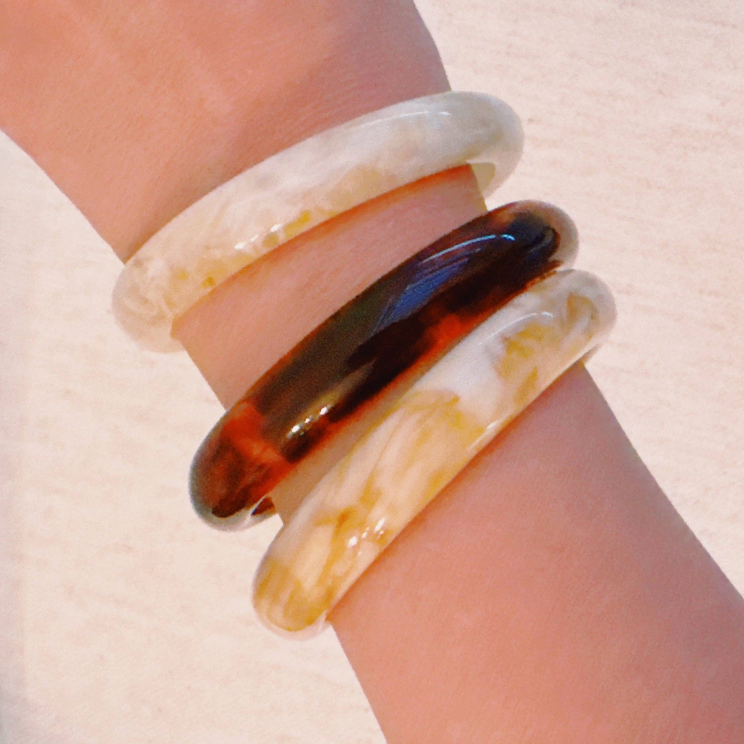 Natural Tones Bold Resin Bangle Set Of 3: Desert