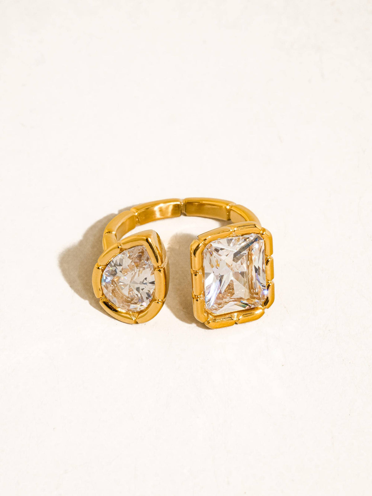 Serréa 18K Gold Non-Tarnish CZ Adjustable Ring: Multi-Colored