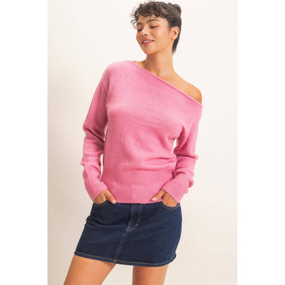 Off The Shoulder Sweater Top: TAUPE / S-M-L(2-2-2)