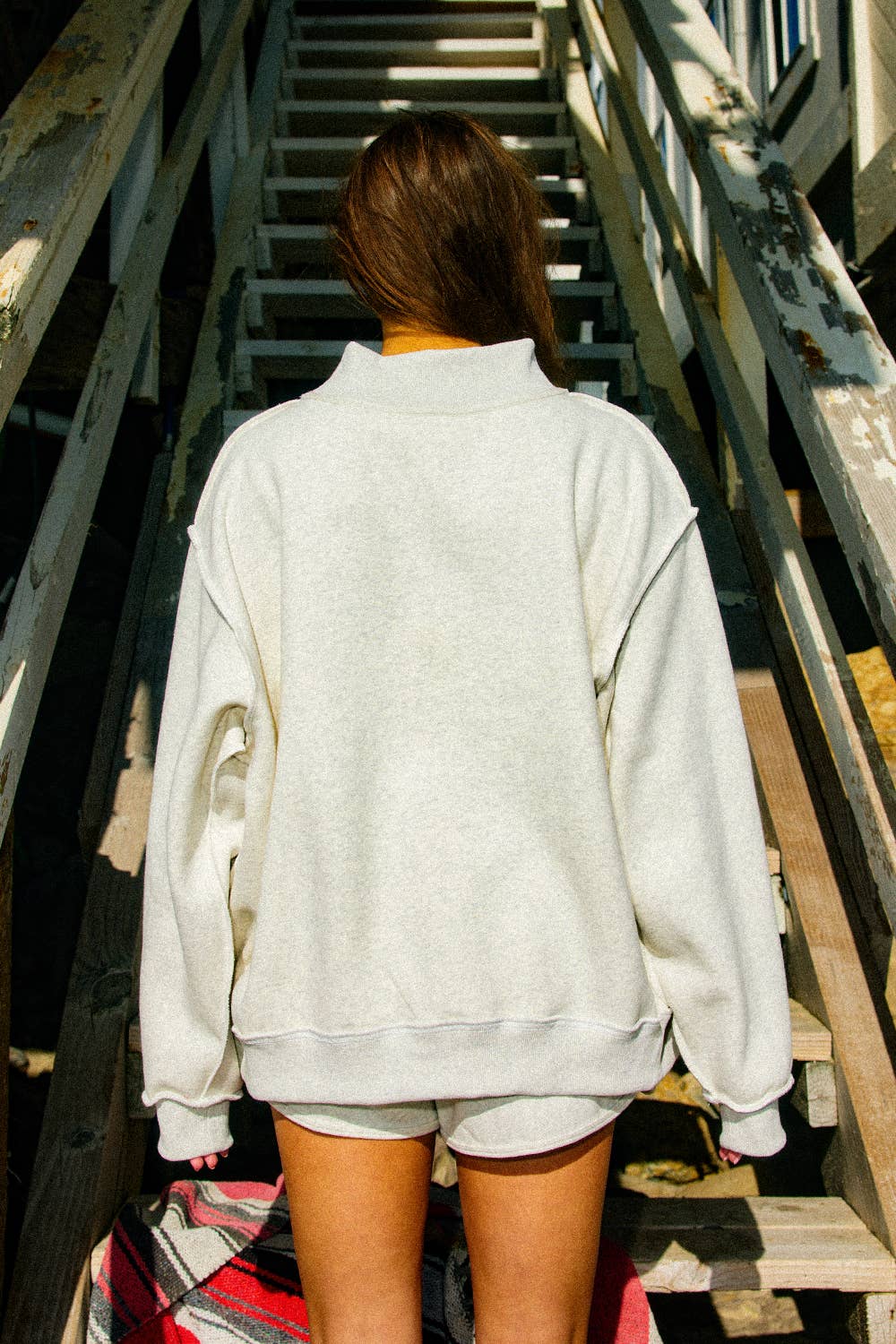 LAKE/MOUNTAIN Reversible Mock-neck Sweatshirt: ASH GREY