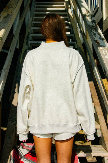 LAKE/MOUNTAIN Reversible Mock-neck Sweatshirt: ASH GREY