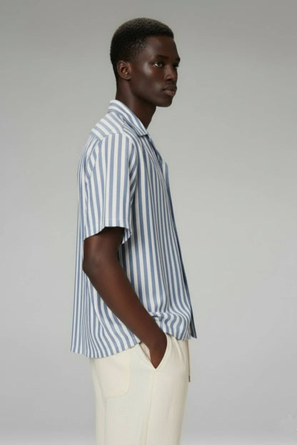 Camp Collar Shirt / Cuban Collar Shirt / Cabana Shirt: HB-88/01 SKY / XL