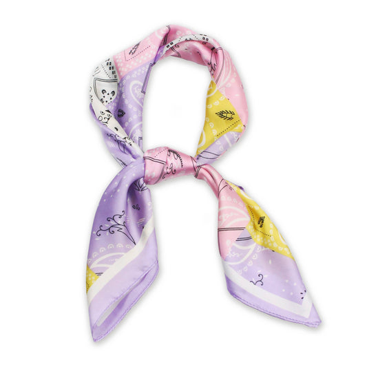 Lavender Paisley Print Satin Square Scarf/Headwrap/Tube top