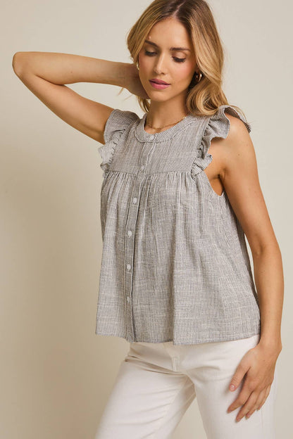 Sweetwater Stripe Ruffle Top