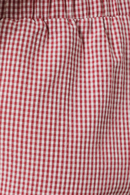 Campbell Ruffle Gingham Dolphin Shorts: Red-White