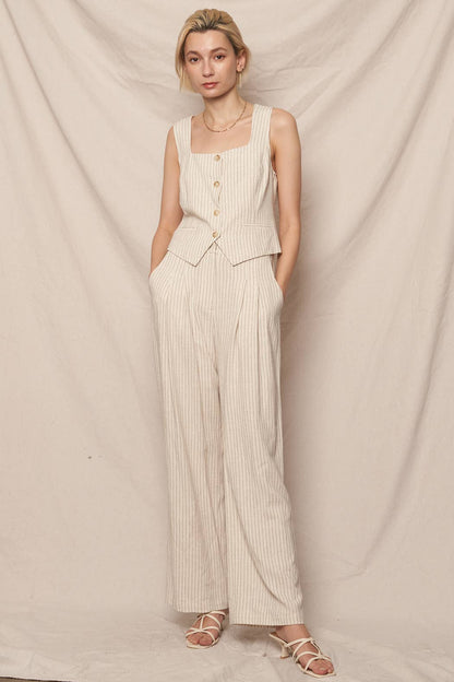 Millie Sleeveless Striped Vest : Ivory Black