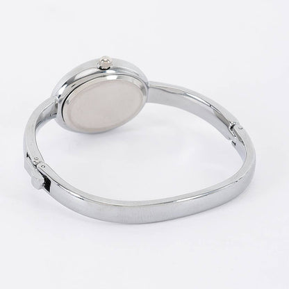 Elowen Oval Roman Numeral Bangle Watch: Silver