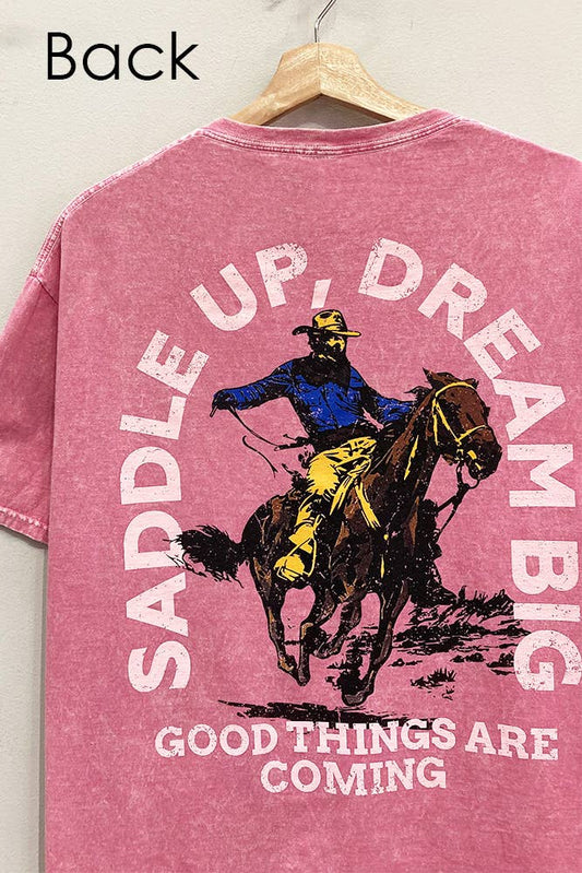 Saddle Up Cowboy Graphic Tee: MAUVE / OVERSIZED