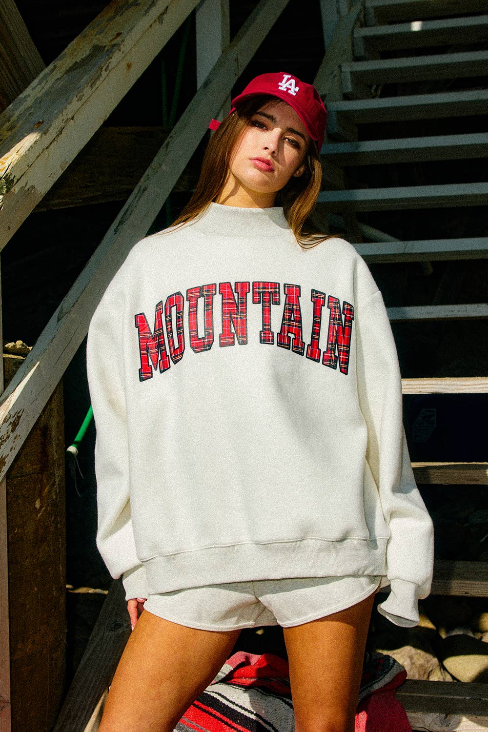 LAKE/MOUNTAIN Reversible Mock-neck Sweatshirt: ASH GREY