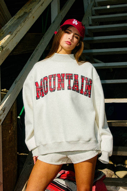 LAKE/MOUNTAIN Reversible Mock-neck Sweatshirt: ASH GREY