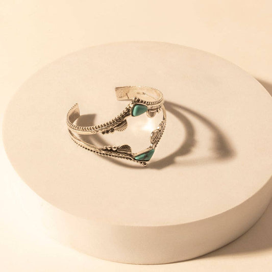 Pueblo Stack Cuff Bracelets for Women with turquoise, and feather stone detail for western wear: Turquoise