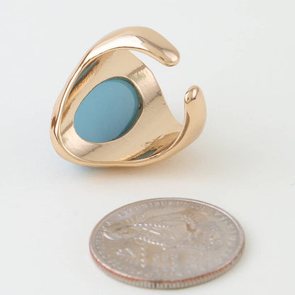 Polished Oval Stone Statement Ring: GBR