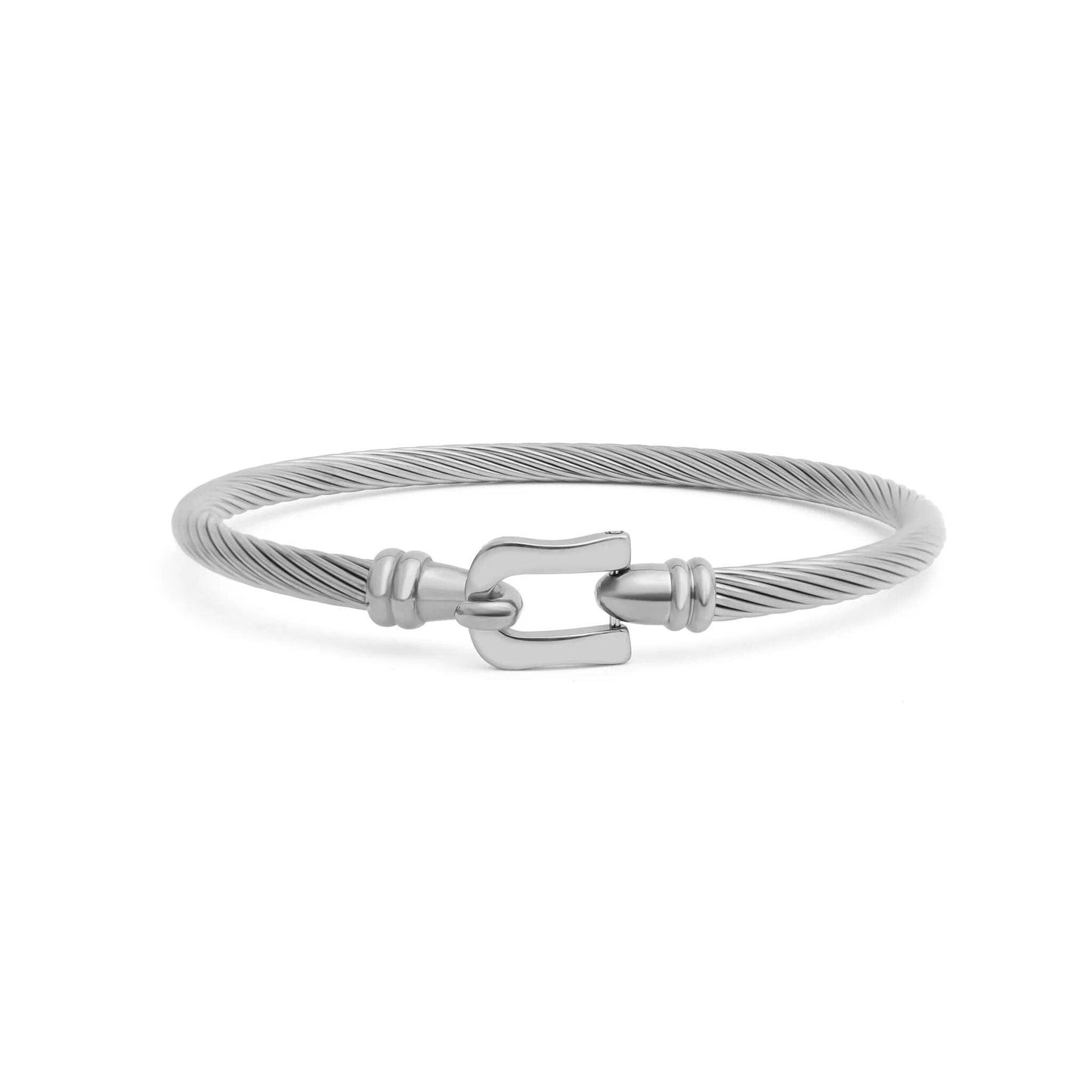 Tala Buckle Clasp Bangle Bracelet: Silver