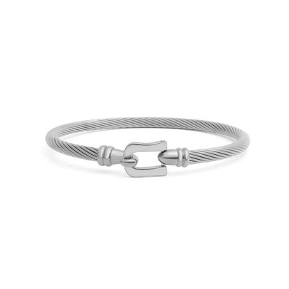 Tala Buckle Clasp Bangle Bracelet: Silver