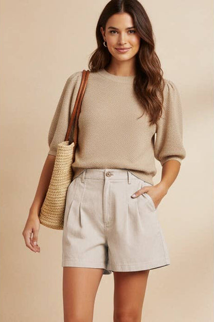 Sutton Soft Matte Pull-on Shorts: Light Tan